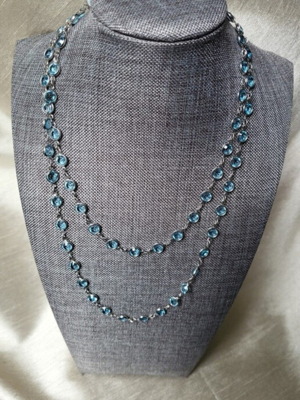 Touchstone Crystal by Swarovski Chanelle Necklace Aqua Blue